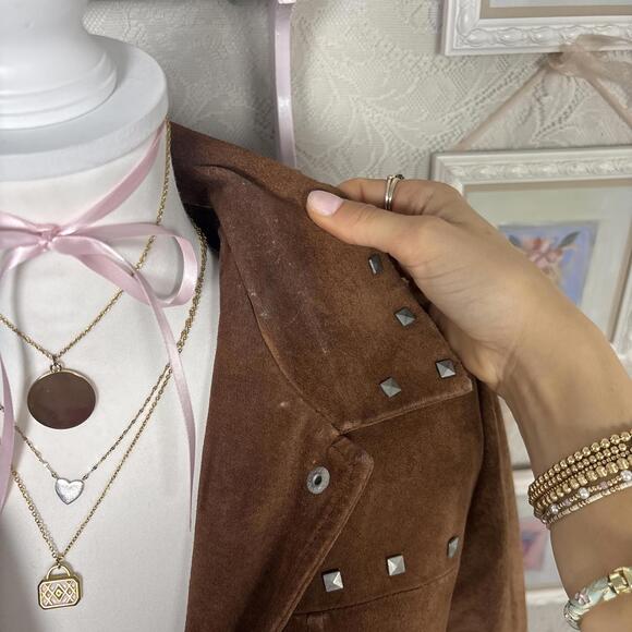 vintage suede leather studded jacket - Picture 6 of 8